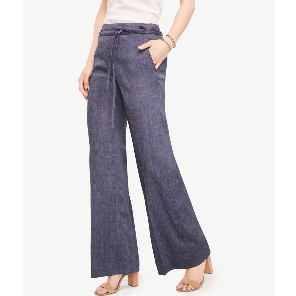 Ann Taylor Portifino wide leg linen blend pants